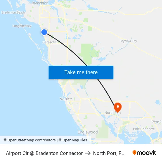 Airport Cir @ Bradenton Connector to North Port, FL map
