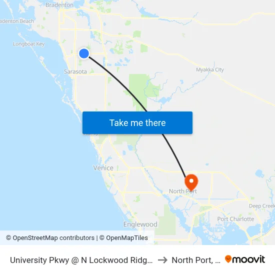 University Pkwy @ N Lockwood Ridge Rd to North Port, FL map
