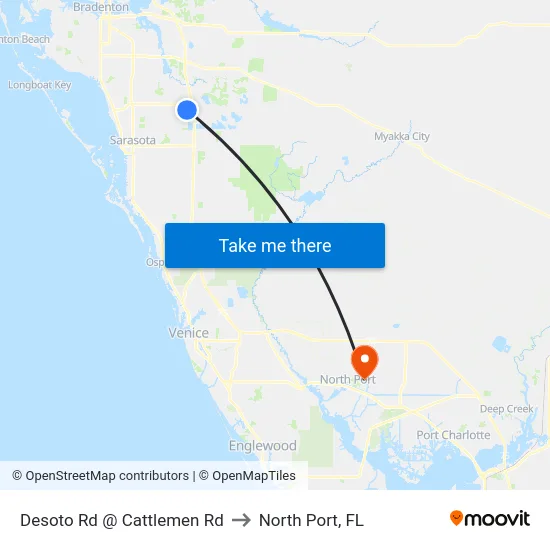 Desoto Rd @ Cattlemen Rd to North Port, FL map