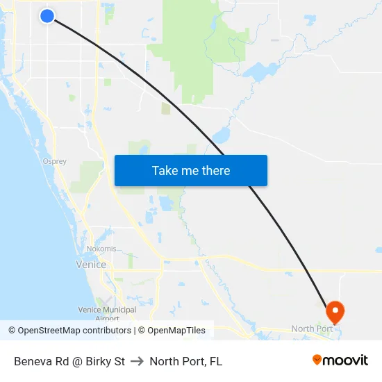 Beneva Rd @ Birky St to North Port, FL map