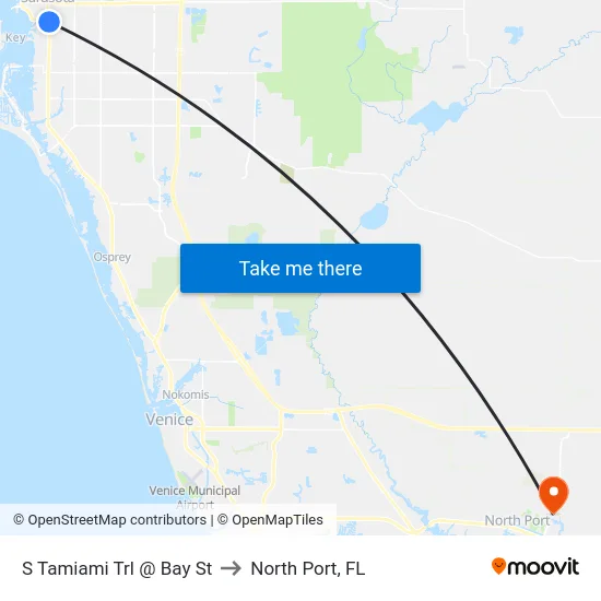 S Tamiami Trl @ Bay St to North Port, FL map