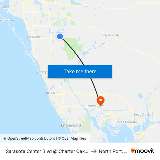 Sarasota Center Blvd @ Charter Oak Dr to North Port, FL map