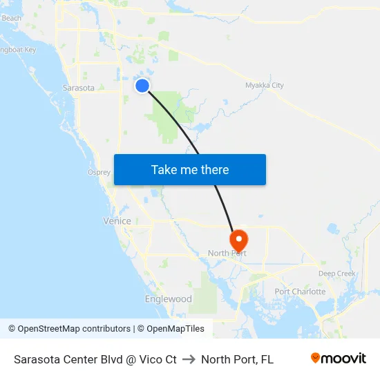 Sarasota Center Blvd @ Vico Ct to North Port, FL map