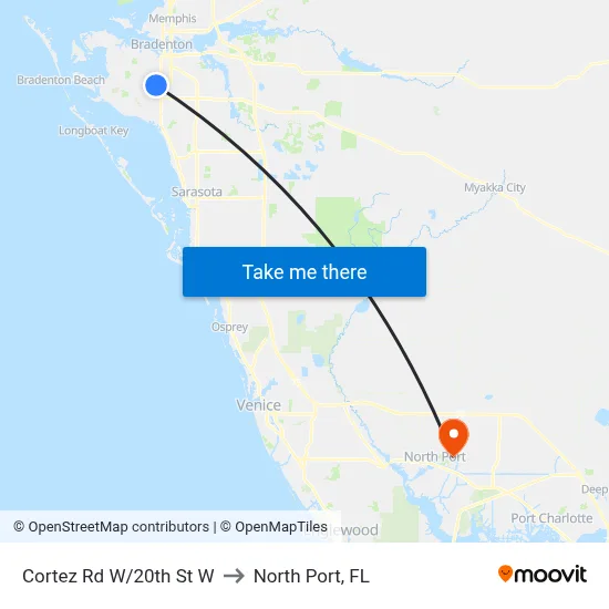 Cortez Rd W/20th St W to North Port, FL map