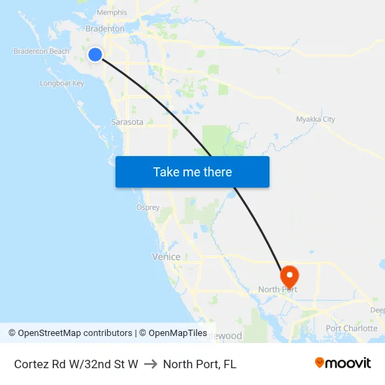Cortez Rd W/32nd St W to North Port, FL map