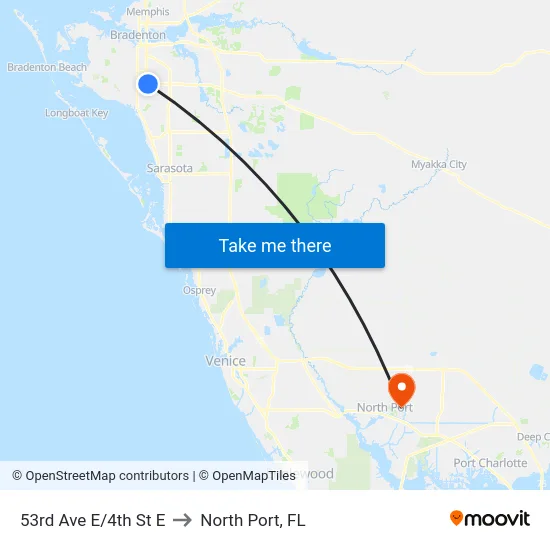 53rd Ave E/4th St E to North Port, FL map