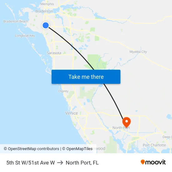 5th St W/51st Ave W to North Port, FL map