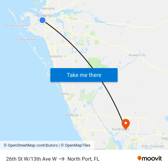 26th St W/13th Ave W to North Port, FL map