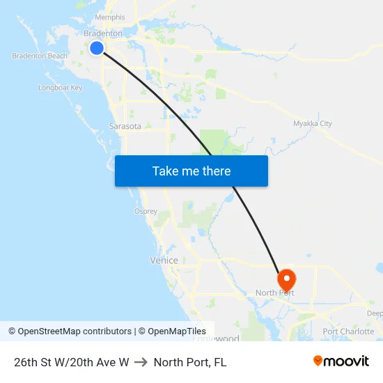 26th St W/20th Ave W to North Port, FL map