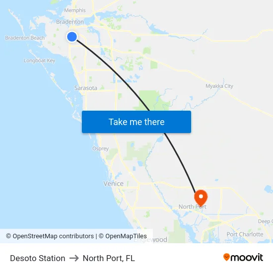 Desoto Station to North Port, FL map