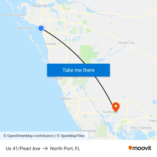 Us 41/Pearl Ave to North Port, FL map