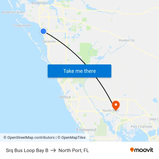 Srq Bus Loop Bay B to North Port, FL map