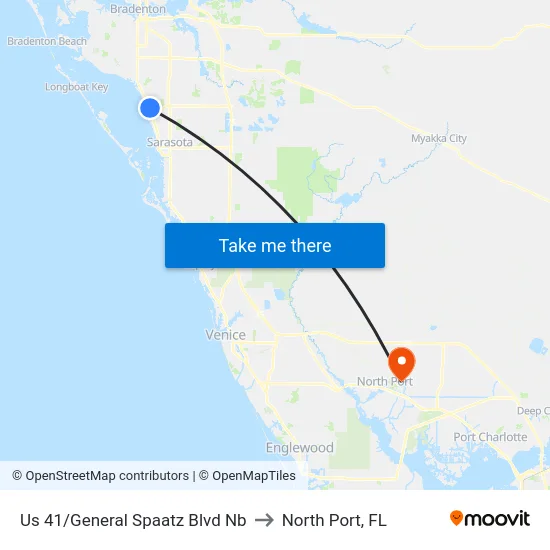 Us 41/General Spaatz Blvd Nb to North Port, FL map