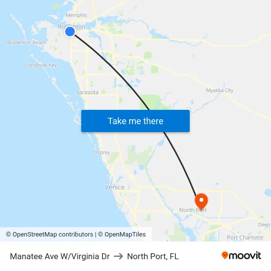 Manatee Ave W/Virginia Dr to North Port, FL map