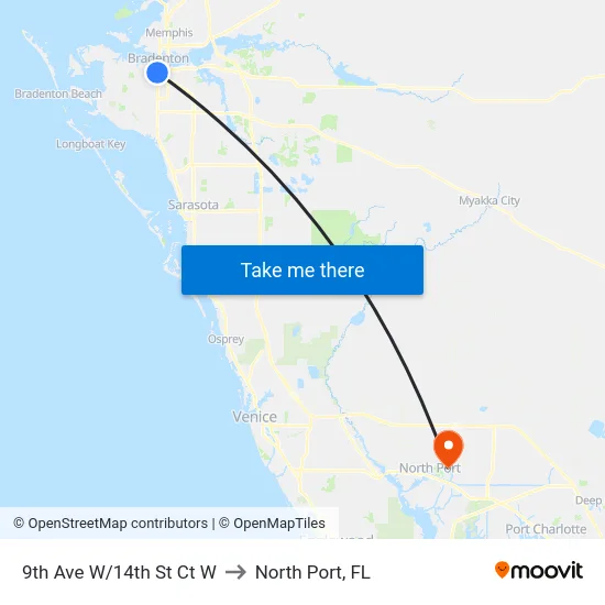 9th Ave W/14th St Ct W to North Port, FL map