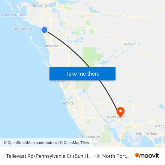 Tallevast Rd/Pennsylvania Ct (Sun Hyd) to North Port, FL map