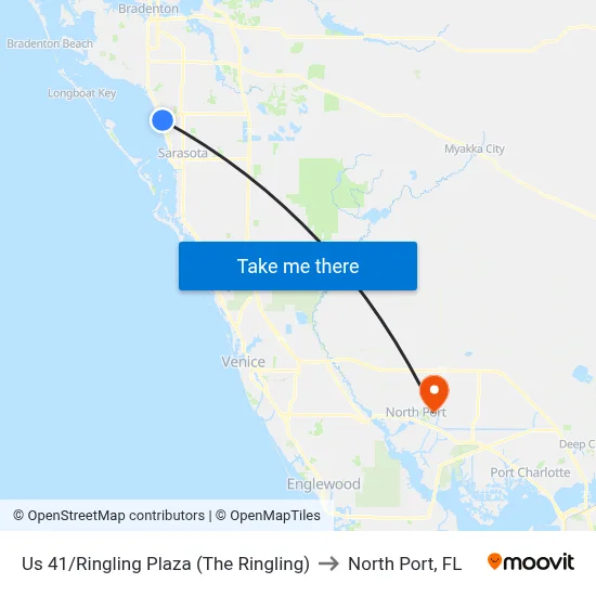 Us 41/Ringling Plaza (The Ringling) to North Port, FL map
