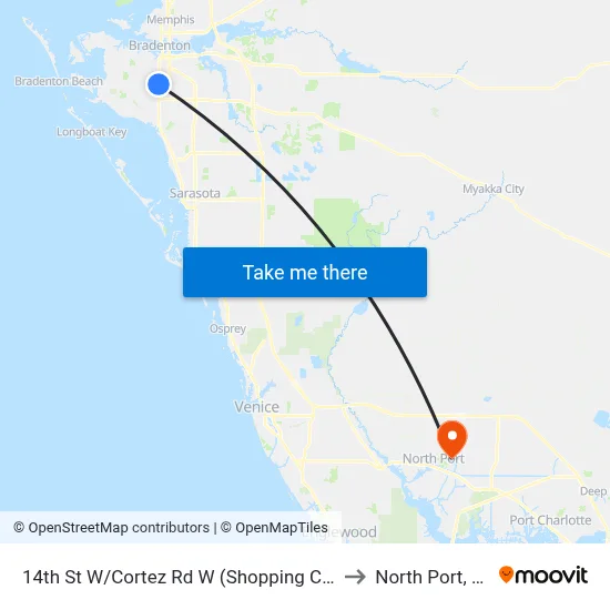 14th St W/Cortez Rd W (Shopping Ctr) to North Port, FL map