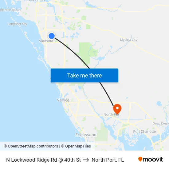 N Lockwood Ridge Rd @ 40th St to North Port, FL map