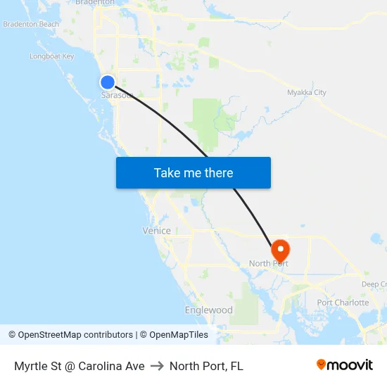 Myrtle St @ Carolina Ave to North Port, FL map
