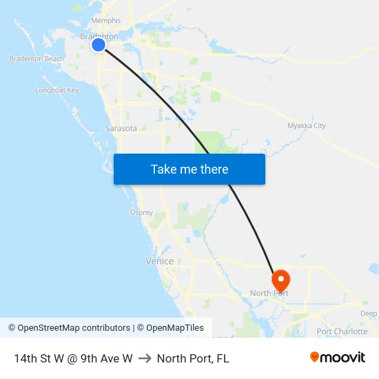 14th St W @ 9th Ave W to North Port, FL map