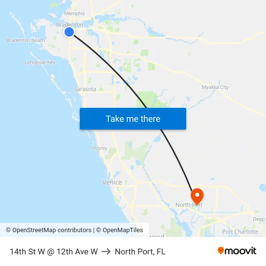 14th St W @ 12th Ave W to North Port, FL map
