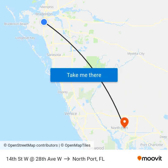 14th St W @ 28th Ave W to North Port, FL map