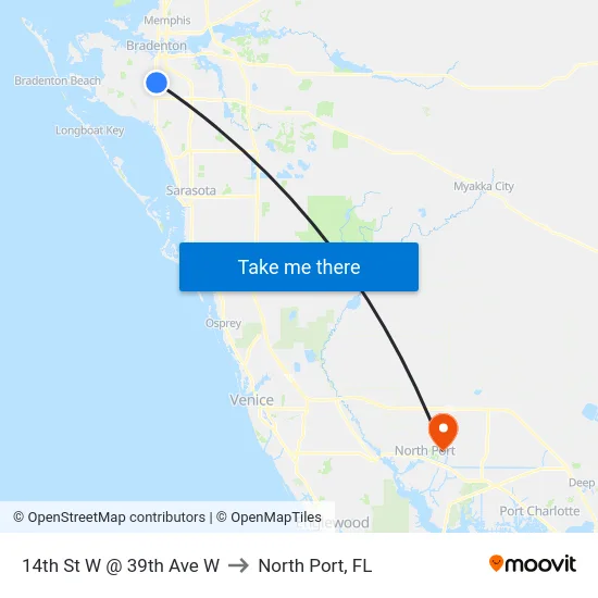 14th St W @ 39th Ave W to North Port, FL map
