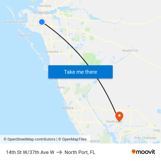 14th St W/37th Ave W to North Port, FL map