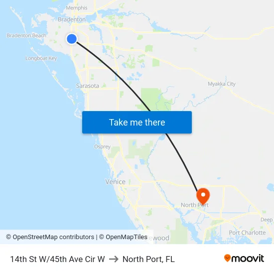 14th St W/45th Ave Cir W to North Port, FL map