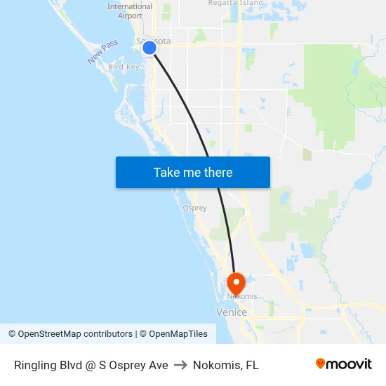 Ringling Blvd @ S Osprey Ave to Nokomis, FL map