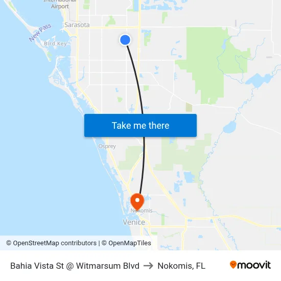Bahia Vista St @ Witmarsum Blvd to Nokomis, FL map