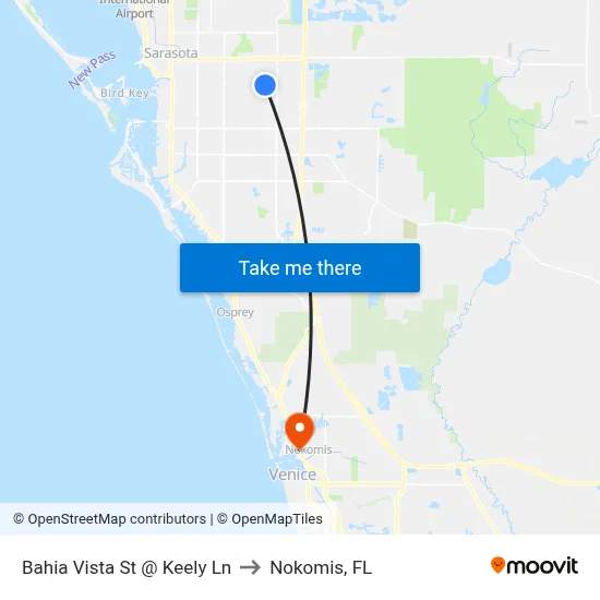 Bahia Vista St @ Keely Ln to Nokomis, FL map
