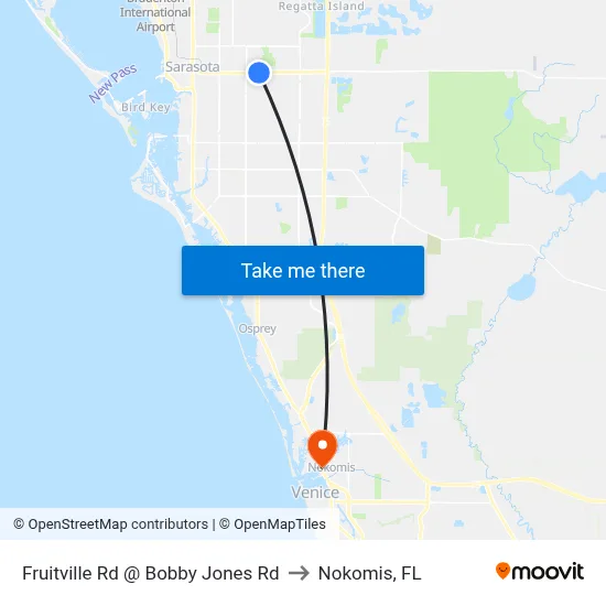 Fruitville Rd @ Bobby Jones Rd to Nokomis, FL map