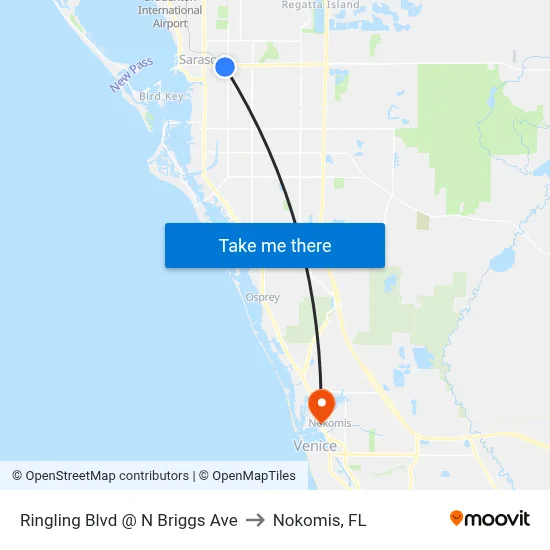 Ringling Blvd @ N Briggs Ave to Nokomis, FL map