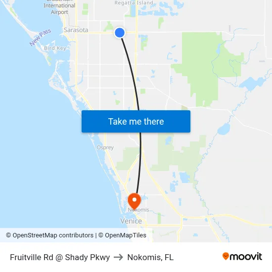 Fruitville Rd @ Shady Pkwy to Nokomis, FL map