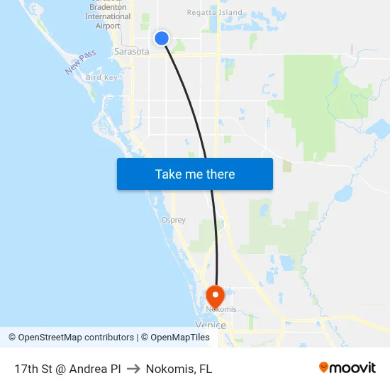 17th St @ Andrea Pl to Nokomis, FL map