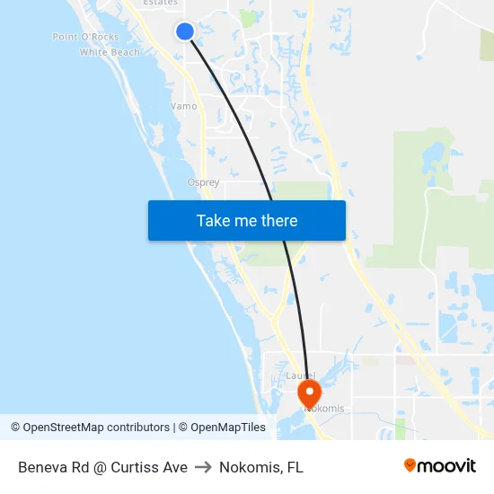 Beneva Rd @ Curtiss Ave to Nokomis, FL map