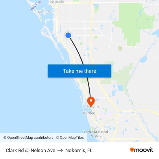 Clark Rd @ Nelson Ave to Nokomis, FL map