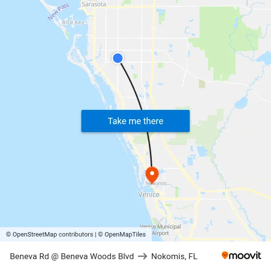 Beneva Rd @ Beneva Woods Blvd to Nokomis, FL map