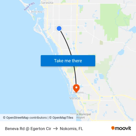 Beneva Rd @ Egerton Cir to Nokomis, FL map
