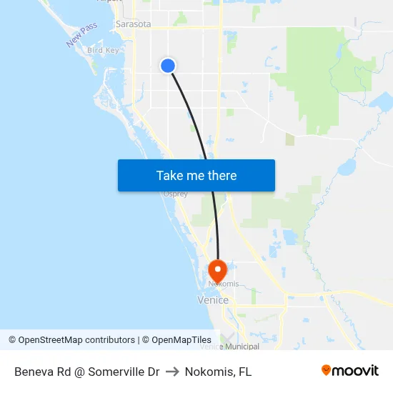 Beneva Rd @ Somerville Dr to Nokomis, FL map
