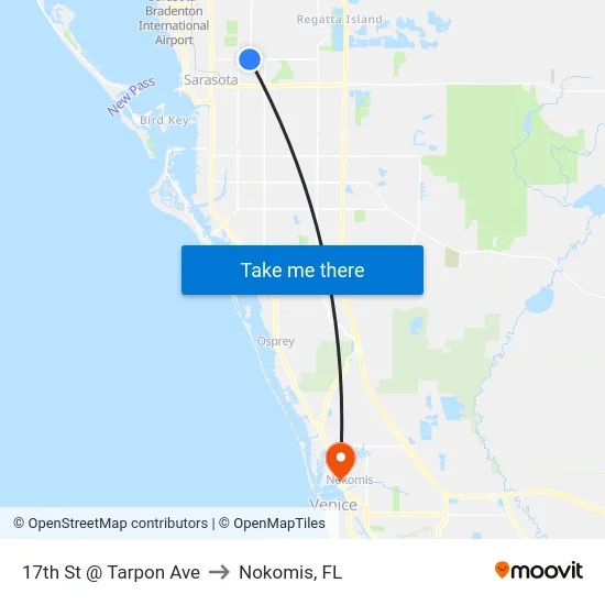 17th St @ Tarpon Ave to Nokomis, FL map