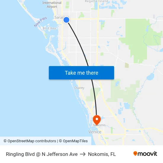 Ringling Blvd @ N Jefferson Ave to Nokomis, FL map