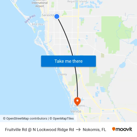 Fruitville Rd @ N Lockwood Ridge Rd to Nokomis, FL map