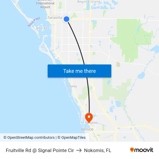Fruitville Rd @ Signal Pointe Cir to Nokomis, FL map
