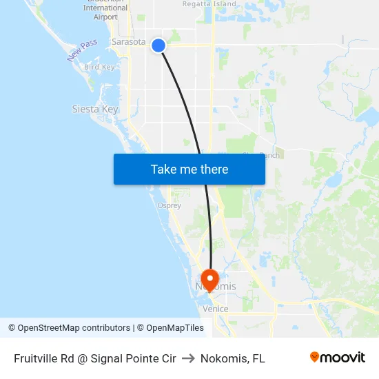 Fruitville Rd @ Signal Pointe Cir to Nokomis, FL map