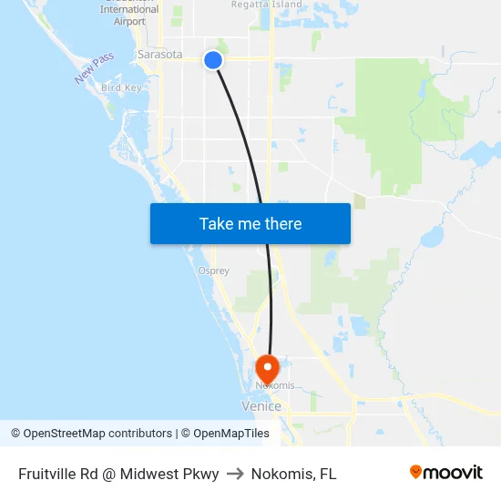 Fruitville Rd @ Midwest Pkwy to Nokomis, FL map