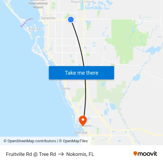 Fruitville Rd @ Tree Rd to Nokomis, FL map