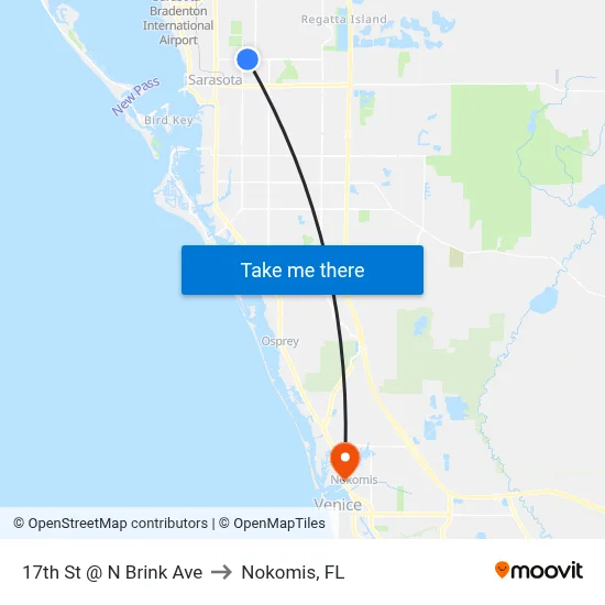 17th St @ N Brink Ave to Nokomis, FL map